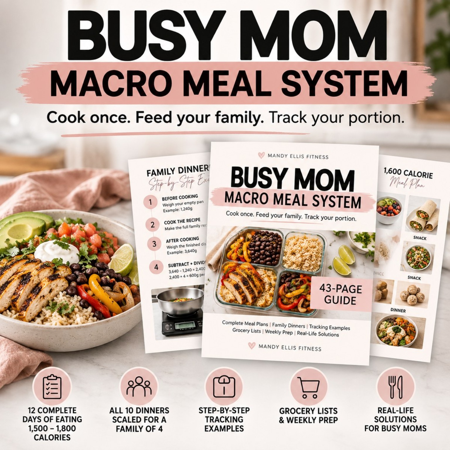 Busy Mom Macro Meal System guide and meal plan preview